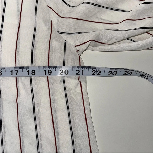 Ann Taylor Factory White Black & Red Striped High Neck Blouse Large Women’s - Picture 8 of 12